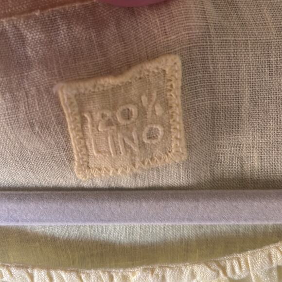 120% Lino yellow linen ruffle sleeve midi dress. - Picture 2 of 14